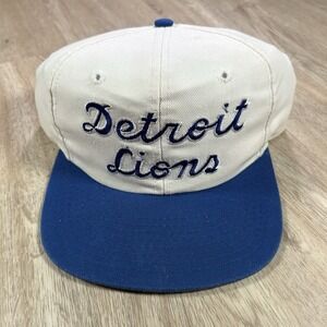 VTG Detroit Lions Snapback Hat Script NFL Starter Eastport White Blue Wool Cap